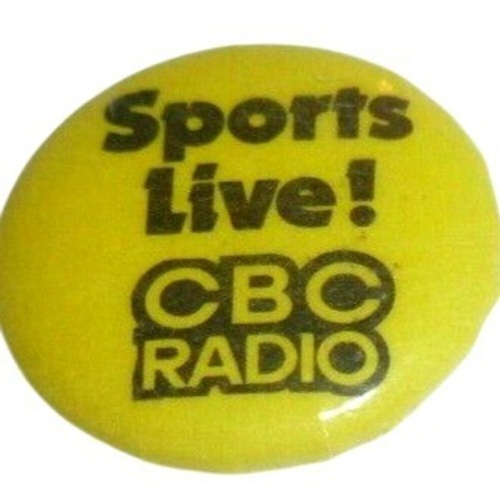 Vintage CBC Radio‎ Sports Live Pinback Button Yellow Small 0.75 Inch Round